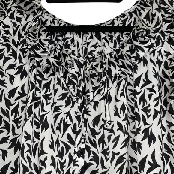 2 for $20 Violet & Claire Black and White Ruffle Tie Button V-Neck Top - Picture 8 of 15